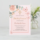 バラ金ゴールド蝶フローラアーチ最初の聖餐式 招待状 (スタンド正面)