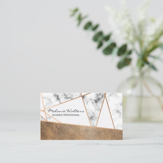 バラ金ゴールド行 |ブラウン擦り切れたレザーと大理石 名刺 (スタンド正面)