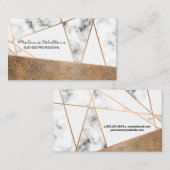 バラ金ゴールド行 |ブラウン擦り切れたレザーと大理石 名刺 (正面/裏面)