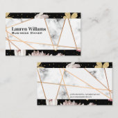 バラ金ゴールド行 |大理石 |蝶フローラ 名刺 (正面/裏面)