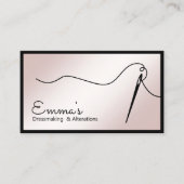 バラ金ゴールド裁縫針および糸のシームレス 名刺 (正面)