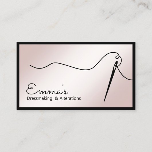 バラ金ゴールド裁縫針および糸のシームレス 名刺 (正面)