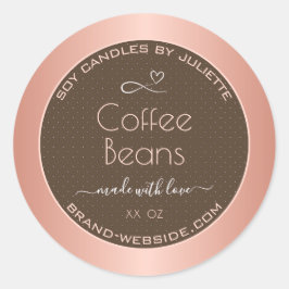 バラ金ゴールド製品パッケージラベル茶色 ラウンドシール