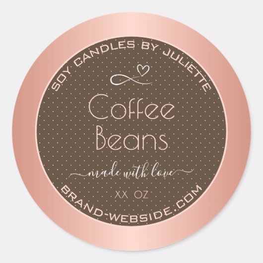 バラ金ゴールド製品パッケージラベル茶色 ラウンドシール (正面)