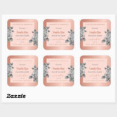 バラ金ゴールド製品包装ラベルグレーの花 スクエアシール (シート)