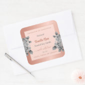 バラ金ゴールド製品包装ラベルグレーの花 スクエアシール (封筒)