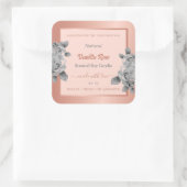 バラ金ゴールド製品包装ラベルグレーの花 スクエアシール (バッグ)