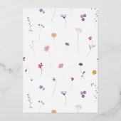 バラ金ゴールド詳細ファーストコミュニオンワイルドフラワー 箔招待状 (裏面)