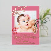 バラ金ゴールド詳細メリークリスマス生まれたばかりの 箔シーズンカード (立ち正面)