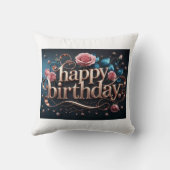 バラ金ゴールド誕生日の豪華エレガントな贅沢 クッション (裏面)