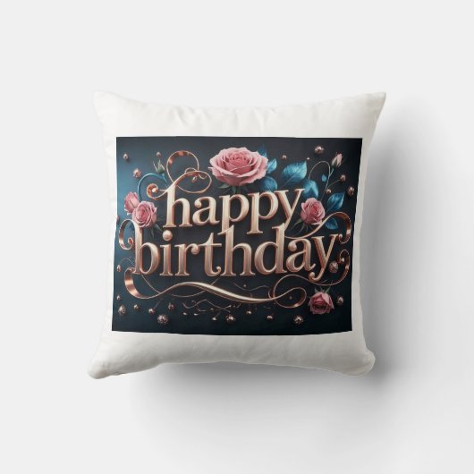 バラ金ゴールド誕生日の豪華エレガントな贅沢 クッション (裏面)
