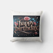 バラ金ゴールド誕生日の豪華エレガントな贅沢 クッション (正面)