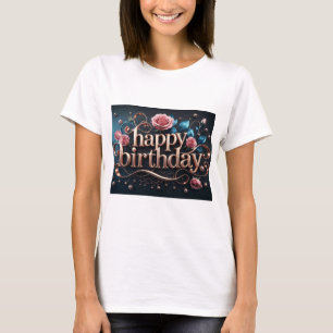 バラ金ゴールド誕生日の豪華エレガントな贅沢 Tシャツ