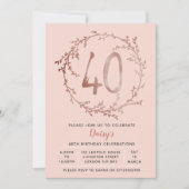 バラ金ゴールド誕生日ガールズ40歳の誕生日の招待状 招待状 (正面)