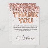 バラ金ゴールド誕生日パーティーサンキューカード 招待状 (正面/裏面)