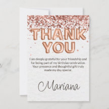 バラ金ゴールド誕生日パーティーサンキューカード