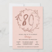 バラ金ゴールド誕生日女の子80th誕生日の招待 招待状 (正面)