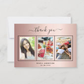 バラ金ゴールド誕生日感謝していあなたカスタムの写真 サンキューカード (正面)