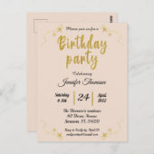 バラ金ゴールド誕生日 ポストカード (正面/裏面)