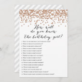 バラ金ゴールド誕生日 – 誰が知っている誕生日ガールゲーム 招待状 (正面/裏面)