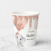 バラ金ゴールド象ガールバルーン赤ちゃんシャワー 紙コップ (裏面)