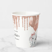 バラ金ゴールド象ガールバルーン赤ちゃんシャワー 紙コップ (左)