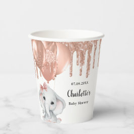 バラ金ゴールド象ガールバルーン赤ちゃんシャワー 紙コップ