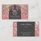 バラ金ゴールド豪華なグリティードリップカップケーキベーカリー 名刺 (正面/裏面)