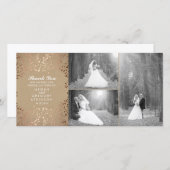 バラ金ゴールド赤ちゃんの息結婚の写真ありがとう サンキューカード (正面/裏面)