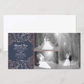 バラ金ゴールド赤ちゃんの息結婚の写真ありがとう サンキューカード (正面/裏面)