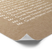 バラ金ゴールド赤ちゃんの息結婚の座席表 ポスター (角)