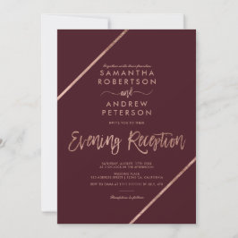 バラ金ゴールド赤タイポグラフィ結婚夕べ 招待状