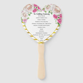 バラ金ゴールド赤面および深いピンクハート形状プログラム ハンドファン (正面)