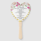 バラ金ゴールド赤面および深いピンクハート形状プログラム ハンドファン (裏面)