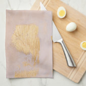 バラ金ゴールド赤面と金ゴールドテクスチャ キッチンタオル (四つ折り)