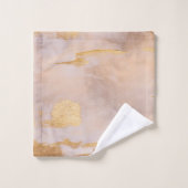 バラ金ゴールド赤面と金ゴールドテクスチャ バスタオルセット (ウォッシュタオル)