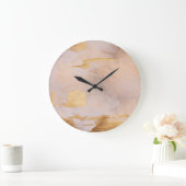 バラ金ゴールド赤面と金ゴールドテクスチャ ラージ壁時計 (ホーム)