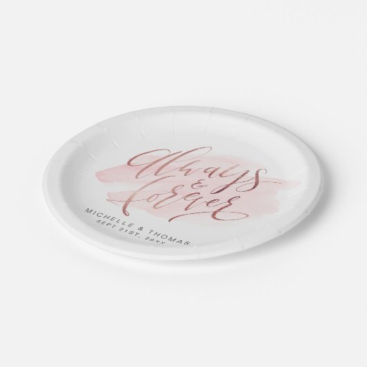 バラ金ゴールド赤面は常に永久にスクリプト結婚の ペーパープレート (アングル)