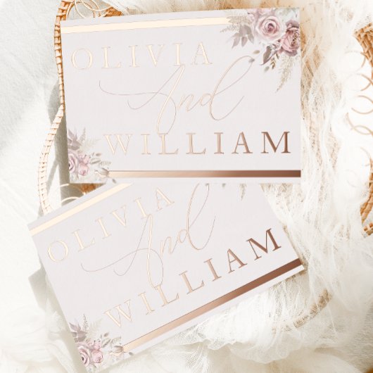 バラ金ゴールド赤面ほこりっぽいバラピンクフローラ結婚ズ 箔招待状