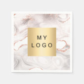 バラ金ゴールド赤面アゲート大理石ビジネスロゴ スタンダードカクテルナプキン (正面)