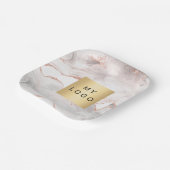 バラ金ゴールド赤面アゲート大理石ビジネスロゴ ペーパープレート (傾斜あり)