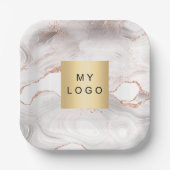 バラ金ゴールド赤面アゲート大理石ビジネスロゴ ペーパープレート (正面)