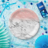 バラ金ゴールド赤面グラデーショングリッターオントレンディー大理石 ペーパープレート (パーティー)