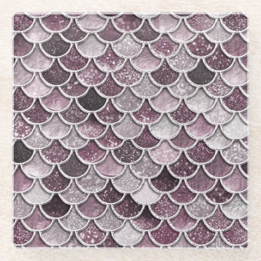 バラ金ゴールド赤面グラデーショングリッターマーメイドはかりで測 ガラスコースター (正面)