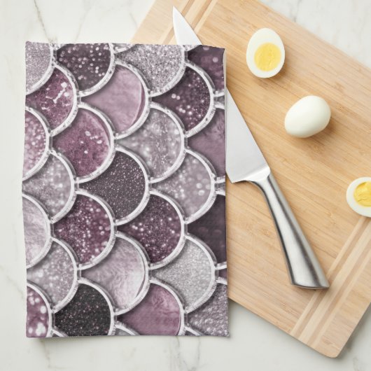 バラ金ゴールド赤面グラデーショングリッターマーメイドはかりで測 キッチンタオル (四つ折り)