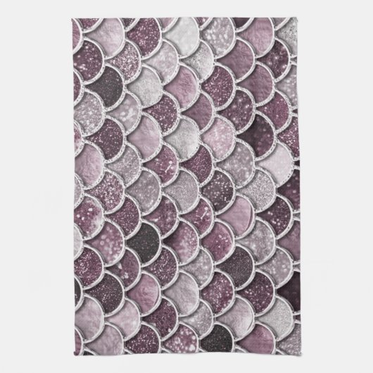 バラ金ゴールド赤面グラデーショングリッターマーメイドはかりで測 キッチンタオル (縦)