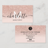 バラ金ゴールド赤面グラデーションピンク大理石名メイクアップロゴ 名刺 (正面/裏面)