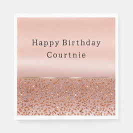 バラ金ゴールド赤面グラムグリッターヒョウ スタンダードランチョンナプキン