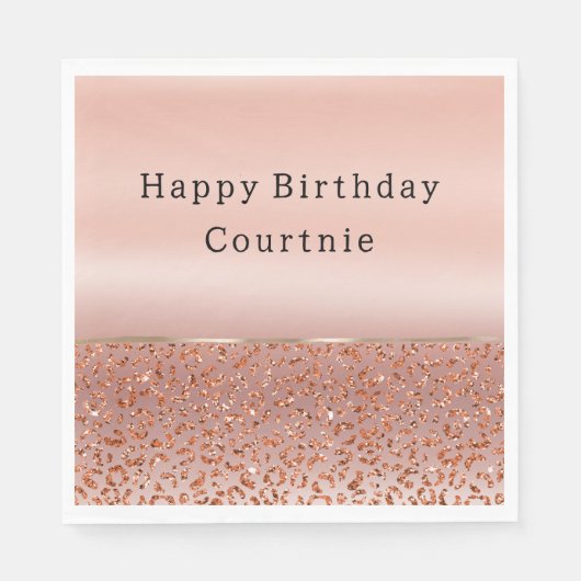 バラ金ゴールド赤面グラムグリッターヒョウ スタンダードランチョンナプキン (正面)