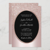 バラ金ゴールド赤面グリッターオールインワン結婚ズ 招待状 (正面/裏面)